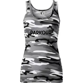 Dámské tričko Parkour - salto - Dámské Maskáčové tílko - S ( Šedý maskáč )