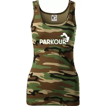 Dámské tričko Parkour - salto - Dámské Maskáčové tílko - M ( Hnědý maskáč )