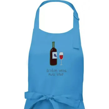 Kuchyňská zástěra Šetřím vodu piju víno (studio-arte.cz) - Pánská zástěra na vaření - Univerzální velikost ( Světlý tyrkys )