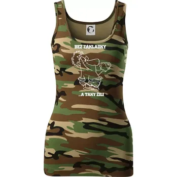 Dámské tričko Školní triko - Bez základky - Dámské Maskáčové tílko - M ( Hnědý maskáč )