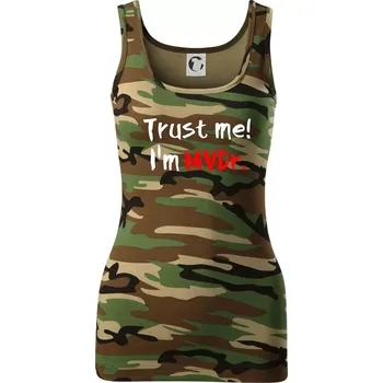 Dámské tričko Trust me I´m MVDr. / Věř mi jsem MVDr. - Dámské Maskáčové tílko - S ( Hnědý maskáč )