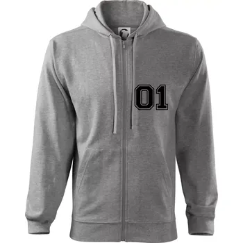 Pánská mikina King - Queen - 01 dres (černobílá) - Mikina s kapucí na zip trendy zipper - L ( Tmavě šedý melír )