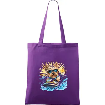 Yorkšírský teriér na vodním skútru - Taška bavlněná - 42 x 38 cm ( Fialová )