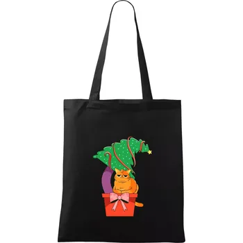 Kočka a stromeček - Taška bavlněná - 42 x 38 cm ( Černá )