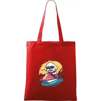 Lhasa Apso na vodním skútru - Taška bavlněná - 42 x 38 cm ( Červená )