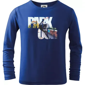 Chlapecké tričko Parkour nápis ve městě - Triko dětské Long Sleeve - 158 cm/12 let ( Královská modrá )