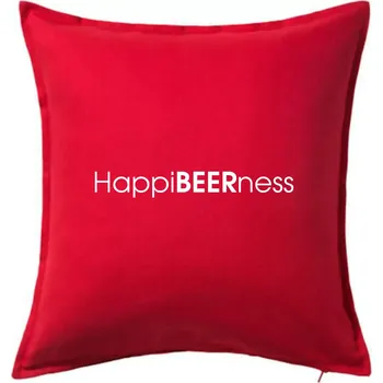 Polštář Pivní nápisy HappiBEERness - Polštář 50x50 - 50x50 - Pouze potah ( Červená )
