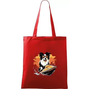 Nákupní taška Border Kolie na vodním skútru - Taška bavlněná - 42 x 38 cm ( Červená )