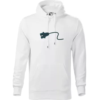Pánská mikina Párové triko - prodlužovací kabel - Mikina pánská Cape s kapucí - XL ( Bílá )