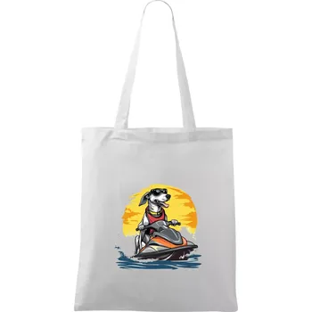 Chrt na vodním skútru - Taška bavlněná - 42 x 38 cm ( Bílá )