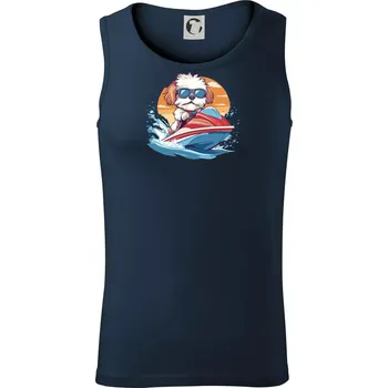 Pánská móda Bišonek na vodním skútru - Tílko pánské Core - M ( Námořní modrá (velmi tmavá - téměř černá) )