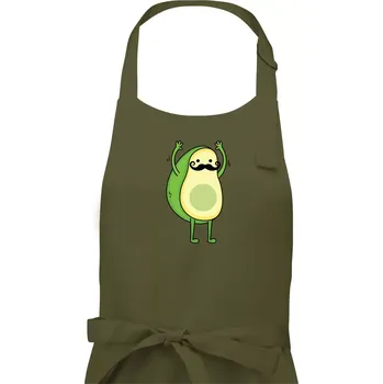 Kuchyňská zástěra Párové triko - avokádo - Pánská zástěra na vaření - Univerzální velikost ( Khaki )