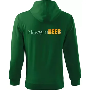 Pánská mikina Pivní měsíce - novemBEER - Mikina s kapucí na zip trendy zipper - S ( Lahvově zelená )