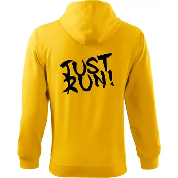 Pánská mikina Just run - Mikina s kapucí na zip trendy zipper - L ( Žlutá )
