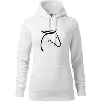 Dámská mikina Kůň - hlava silueta - Mikina dámská Cape s kapucí - 2XL ( Bílá )