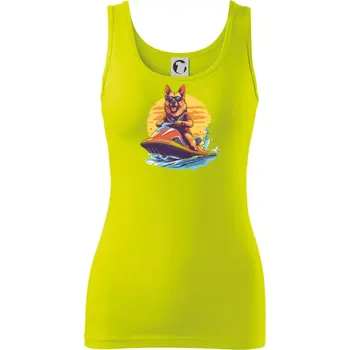 Německý ovčák na vodním skútru - Dámské tílko - S ( Limetková )