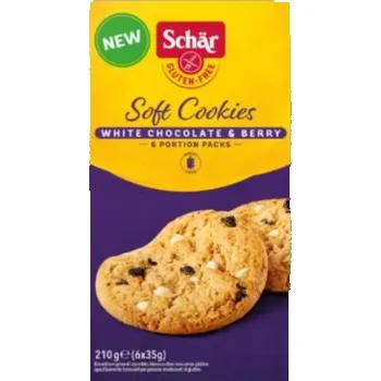 Cukrovinka Schär Soft Cookie White chocolate and berry 210g (6x35g) čokoládové sušenky bez lepku