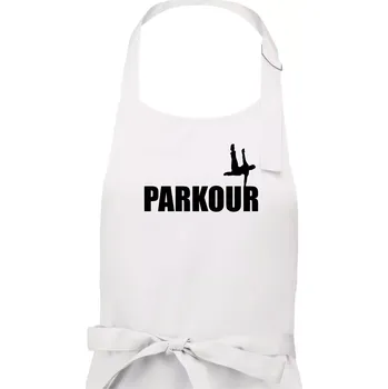 Kuchyňská zástěra Parkour - na jedné ruce - Dámská zástěra na vaření - Univerzální velikost ( Bílá )