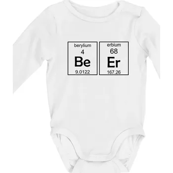 Beer - periodická tabulka - Body kojenecké s dlouhým rukávem - Dlouhý r. do 3 měs ( Bílá )