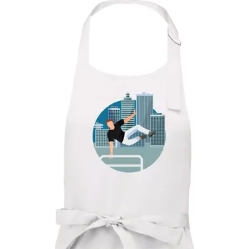 Kuchyňská zástěra Parkour ve městě - Dámská zástěra na vaření - Univerzální velikost ( Bílá )