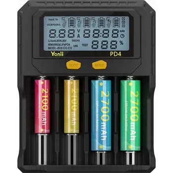 PD4 RYCHLÁ NABÍJEČKA PRO BATERIE AAA, AA, 18650, 21700, 26650