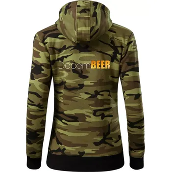Dámská mikina Pivní měsíce - decemBEER - Dámská mikina trendy zipper s kapucí - M ( Zelený maskáč )