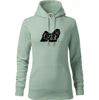 Dámská mikina Lhasa Apso nápis v těle - Mikina dámská Cape s kapucí - M ( Sage )