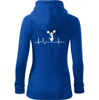 Dámská mikina EKG roztleskávačka výskok - Dámská mikina trendy zipper s kapucí - M ( Královská modrá )