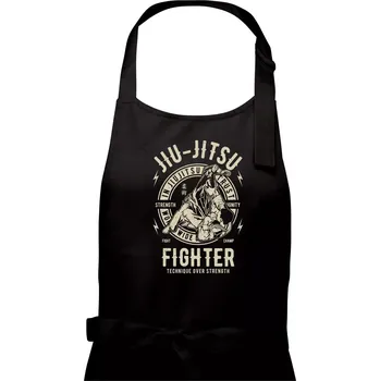 Kuchyňská zástěra Jiu Jitsu logo kulaté - Dámská zástěra na vaření - Univerzální velikost ( Černá )