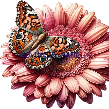 Látkový panel - Motýl na květině - MO-47 Velikost: 30x30cm, Materiál: Bavlna