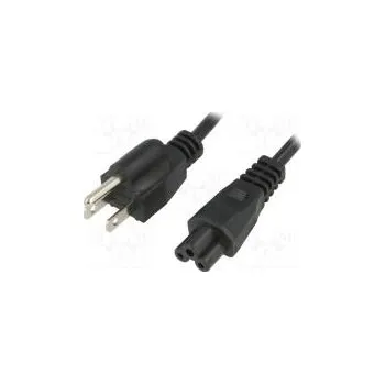 Napájecí kabel Kabel IEC C5 zásuvka,NEMA 5-15 (B) vidlice PVC 1,5m černá