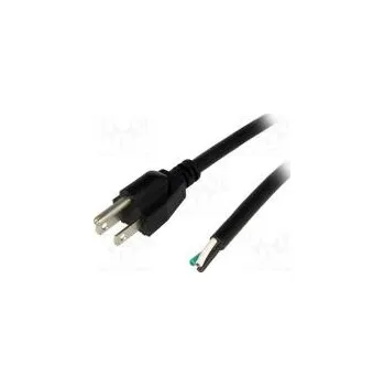 Napájecí kabel Kabel NEMA 5-15 (B) vidlice,vodiče PVC 1,8m černá 3x16AWG