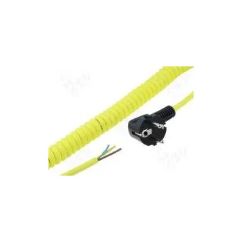 elektrický kabel Kabel CEE 7/7 (E/F) úhlová vidlice,vodiče PUR kroucený žlutá