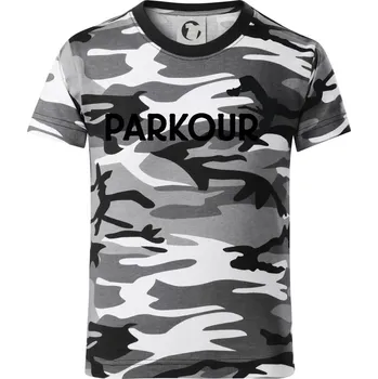 Chlapecké tričko Parkour - salto - Dětské maskáčové triko - 104-110cm / 3-4 roky ( Šedý maskáč )