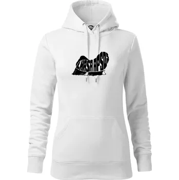 Dámská mikina Lhasa Apso nápis v těle - Mikina dámská Cape s kapucí - XL ( Bílá )