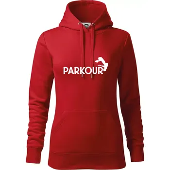 Dámská mikina Parkour - salto - Mikina dámská Cape s kapucí - XS ( Červená )