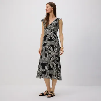 Dámské šaty Reserved - Midi šaty z&nbsp;lyocellu - černý - 050GG-99X - 050GG-99X-M