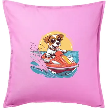 Polštář Jack russell teriér na vodním skútru - Polštář 50x50 - 50x50 - Pouze potah ( Růžová )