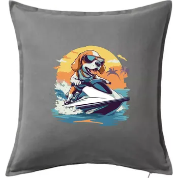 Polštář Bígl na vodním skútru - Polštář 50x50 - 50x50 - Pouze potah ( Tmavě šedý melír )