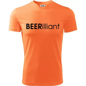 Chlapecké oblečení Pivní nápisy BEERrilliant - Dětské triko sportovní (dresovina) - 146 cm/10 let ( Neon mandarine )