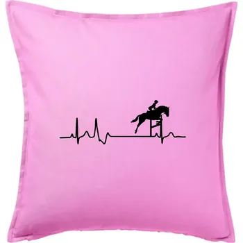 Polštář EKG kůň přeskok - Polštář 50x50 - 50x50 - Včetně výplně ( Růžová )