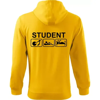 Pánská mikina Pít užívat spát - student - Mikina s kapucí na zip trendy zipper - S ( Žlutá )