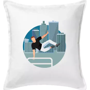 Polštář Parkour ve městě - Polštář 50x50 - 50x50 - Pouze potah ( Bílá )
