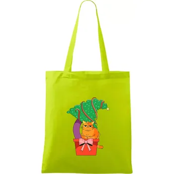 Kočka a stromeček - Taška bavlněná - 42 x 38 cm ( Limetková )