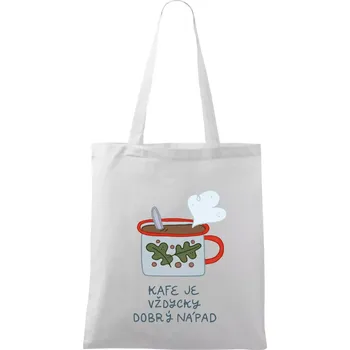 Nákupní taška Kafe je vždycky dobrý nápad (studio-arte.cz) - Taška bavlněná - 42 x 38 cm ( Bílá )