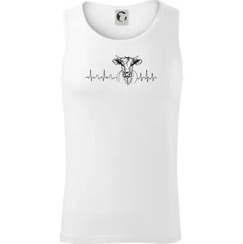 EKG křivka kráva - Tílko pánské Core - S ( Bílá )
