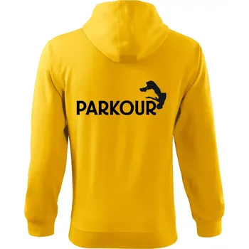 Pánská mikina Parkour - salto - Mikina s kapucí na zip trendy zipper - XL ( Žlutá )