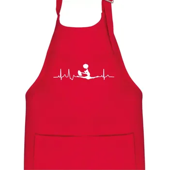 Kuchyňská zástěra EKG roztleskávačka roznožka - Dětská zástěra na vaření - Univerzální velikost ( Červená )