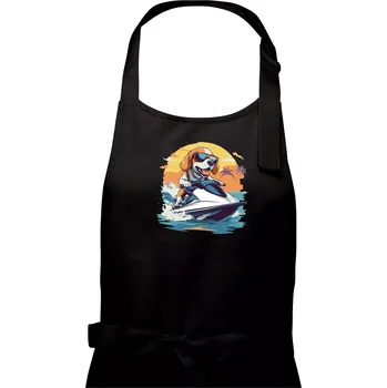 Kuchyňská zástěra Bígl na vodním skútru - Pánská zástěra na vaření - Univerzální velikost ( Černá )