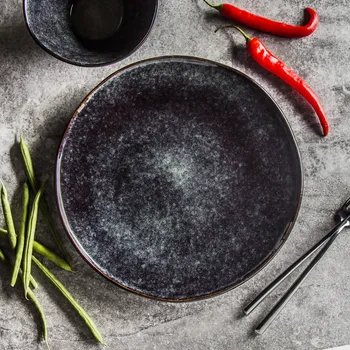 Talíř Kameninový obědový talíř ORGANIC HAND MADE tmavě zelený 26,5 cm